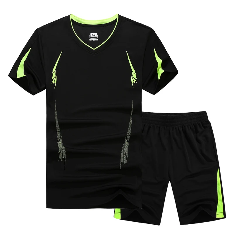 Мужской повседневный костюм из двух предметов, летний комплект, футболка с короткими рукавами и мужские шорты в уличном стиле, спортивный костюм, мужские шорты, спортивный костюм - Цвет: 257 black