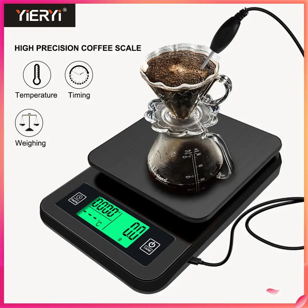 

Yieryi Portable Coffee Scale 2kg/1g 1kg/0.1g With Timer Electronic Digital Kitchen Scale High Precision LCD Electronic Scales