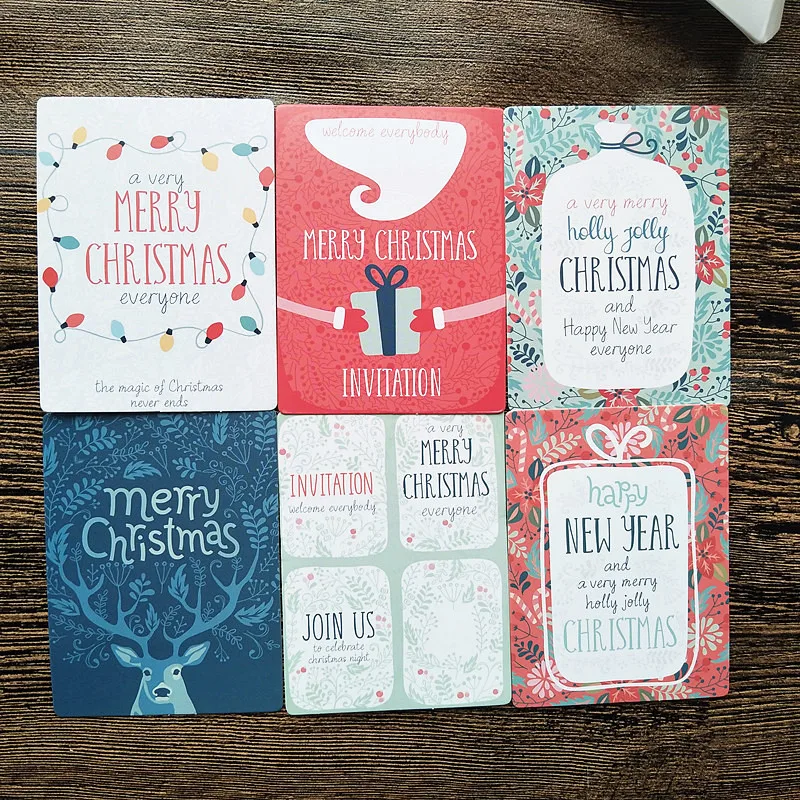 50 шт./лот, разные цвета, маленькие рождественские открытки "с Рождеством", Подарочная открытка, записываемая открытка, 6x8 см, декоративная открытка "сделай сам"