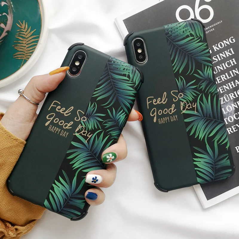 

Green Spliced Banana Leaf Phone Case For iPhone 11 Pro 7 6 6S 8 Plus Shockproof TPU Case for iPhone X XR XS Max Soft Back Cover