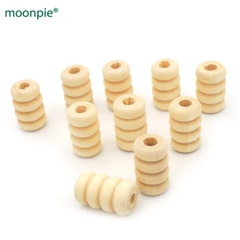 

200 pcs DIY finding coil natural wooden beads, cylinder bead, baby teething accessory shaped beads pattern arts beading EA353-1