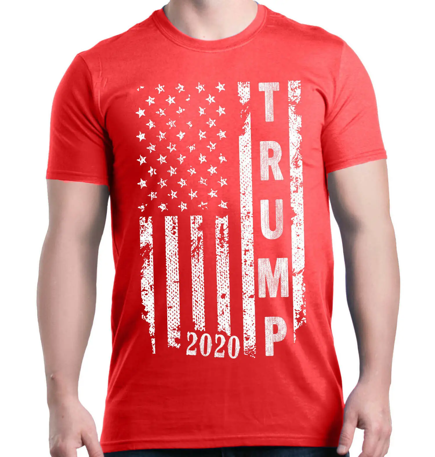 Трамп с флагом США Футболка Дональд Америка политические рубашки веселое Harajuku футболки - Цвет: Красный