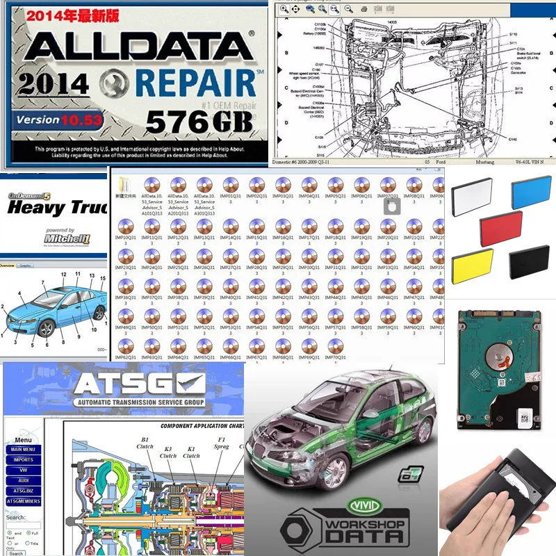 Горячие Alldata программы программного обеспечения Авто Ремонт автомобильный диагностический инструмент профессиональный mitchell ondemand vivid workshop данные atsg