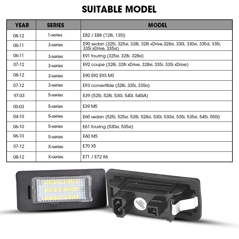 Светодиодный фонарь освещения номерного знака 2x24 SMDs Белый для BMW E82/E88 E90 E91 E92 E93 M3 E39 M5 E60 ошибок резистор яркий 12V 6000K