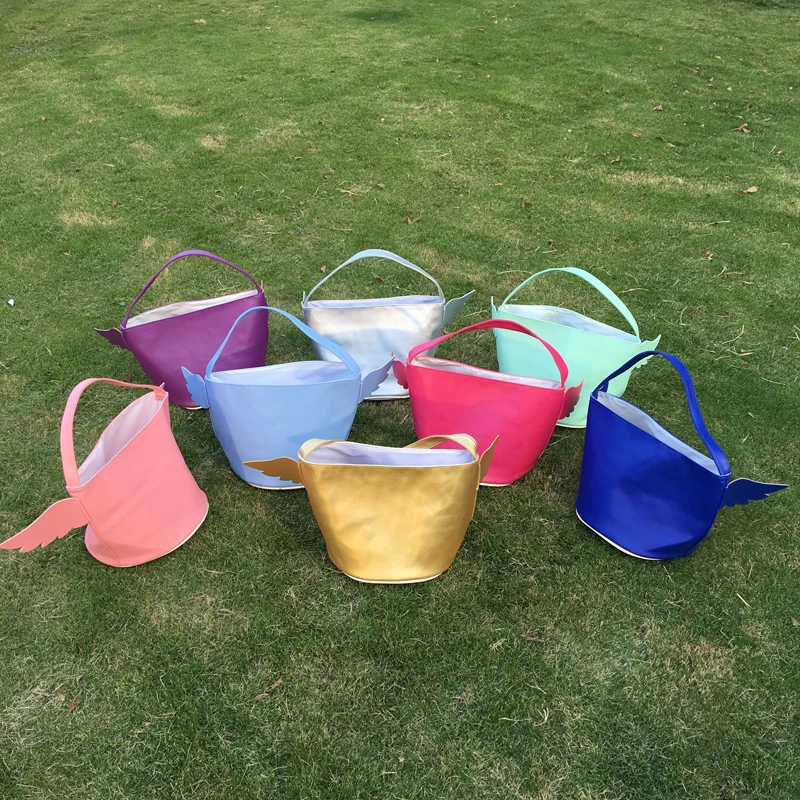 2017 Wholesale Blanks PU Faux Leather Easter Buckets Vegan Leather