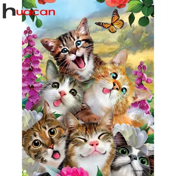 

Huacan Diamond Painting Cat Kit Diamond Embroidery Full Square/Round Diamond Mosaic Animal New Arrival Home Decoration