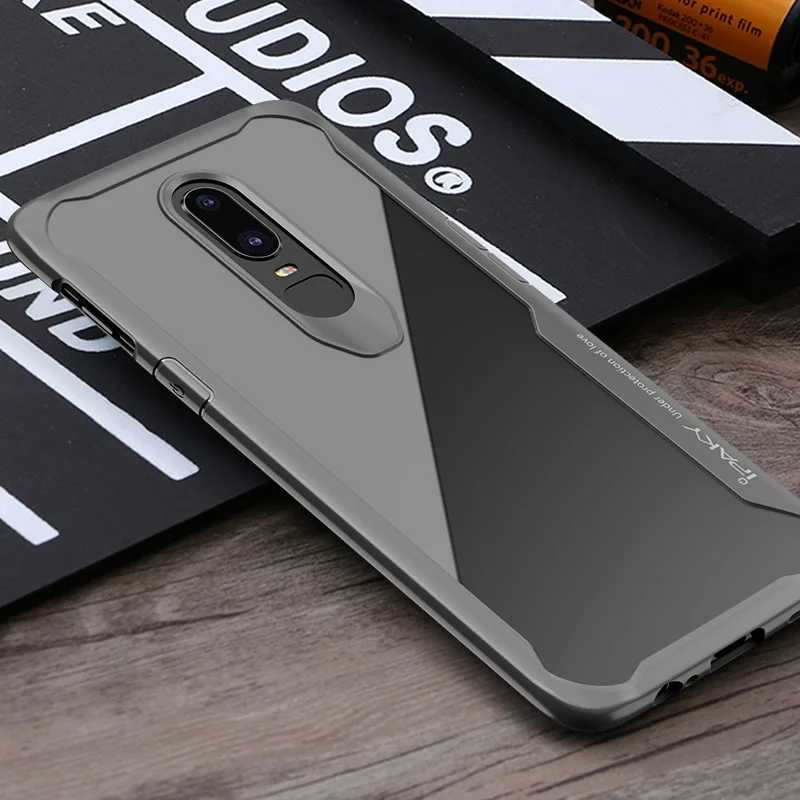 Для Oneplus 6 Чехол IPAKY для one plus 6 силиконовый акриловый Гибридный противоударный Прозрачный чехол для OnePlus 6 Чехол - Цвет: Oneplus 6 Gray