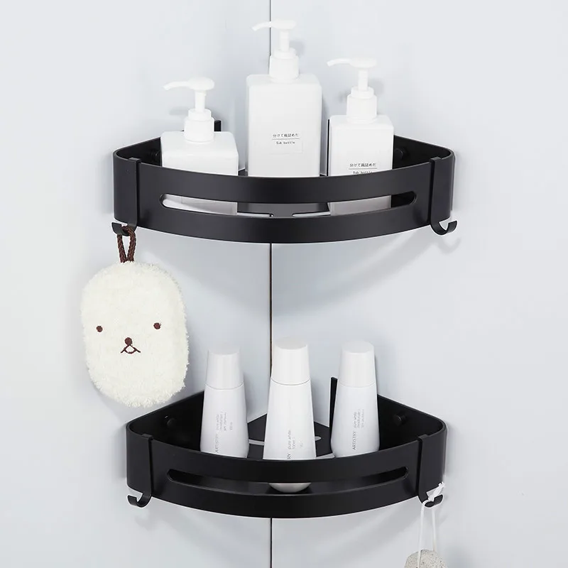 Wall Mounted Black Aluminum Alloy Bathroom Soap Dish Bath Shower Shelf Bath Shampoo Holder Basket Holder Corner shelf