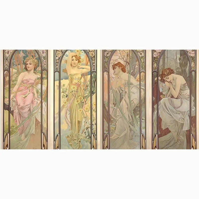 Большое бамбуковое волокно ткань Alphonse Mucha рабочее пляжное полотенце для занятий