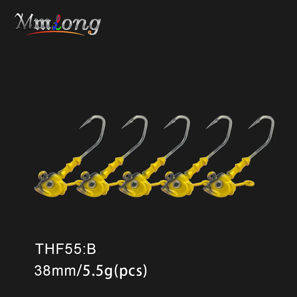 Mmlong 5 шт./лот рыболовные крючки для рыбы 5,5 г 7,5 г свинцовая головка крючок джиг оснатка приманки рыболовные крючки Мягкая приманка рыболовные снасти - Цвет: THF55-B