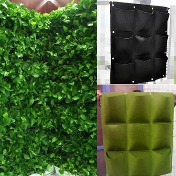 

9 Pocket Wall Hanging Planter Vertical Felt Garden Plant Grow Container Bags Green Black