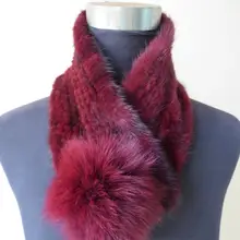 Женский натуральный мех норки с шарфом из лисьего меха/женский шейный платок 4 цвета теплая мода зима