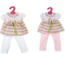 Радужное платье с белыми или розовыми леггинсами, штаны для малышей, 43 см, кукла и больше, 18 дюймов, кукла для девочек, лучший подарок