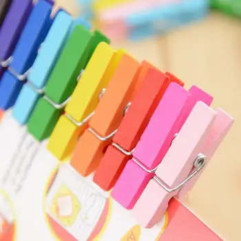 

50pcs Mixed Color Wooden Clothes Pegs 2.5cm Photo Paper Peg Pin Clothespin Clips School Office Decoration Clips Pegs
