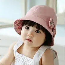 Поступление, кружевная хлопковая шляпа принцессы для маленьких девочек, двусторонняя Цветочная шляпка с бантом, шляпка с цветком шляпы бейсболки от солнца, ведро PY