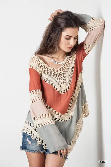 Best Price Sexy Crochet Cover Up Shirt Swimsuit Cover ups Summer Women Cover-up Loose Long-sleeve Blouse Spell Color Best Price Sexy Crochet Cover Up Shirt Swimsuit Cover ups Summer Women Cover-up Loose Long-sleeve Blouse Spell Color