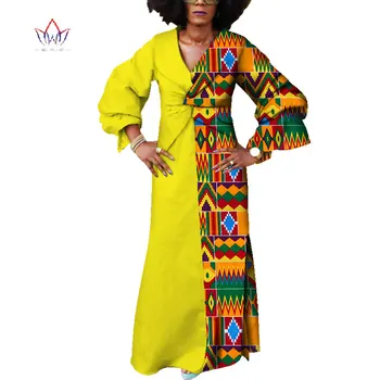 

African Dresses for women Dashiki Elegant Long Dresses for Lady Bazin Riche V-neck Party Dress African Clothing WY3859