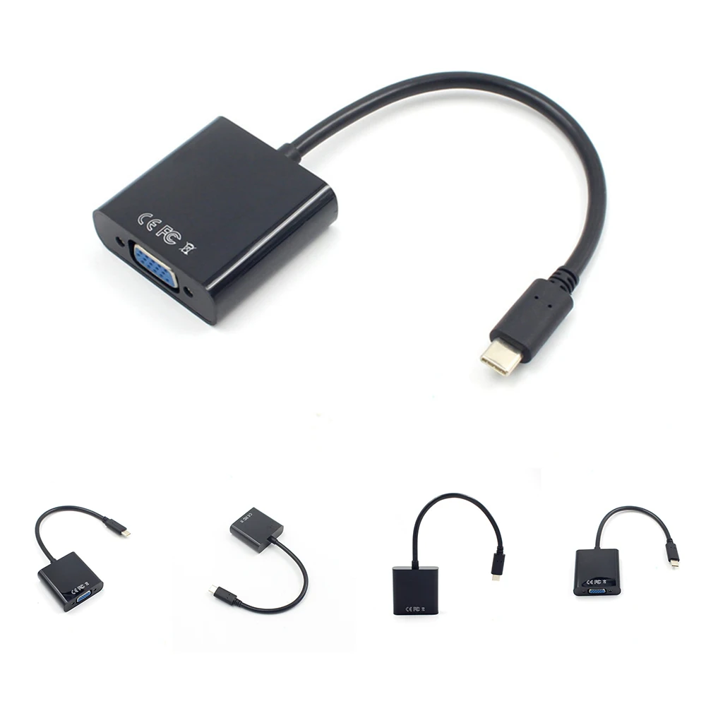 

Adapters For USB3.1Type-C to VGA Converter USB HD Video Adapter Cable Portable For Macbook Mobile Phone Accessories