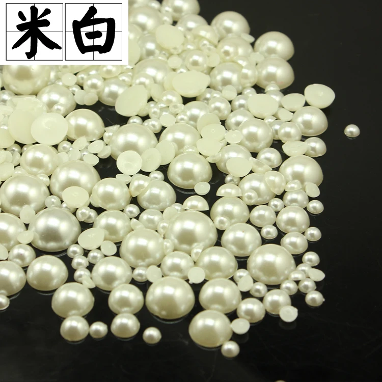 

6mm Beige Pearls Quality Half Flat Bottom ABS Pearl For DIY Mobiles Wedding Shoes Bags Accessories