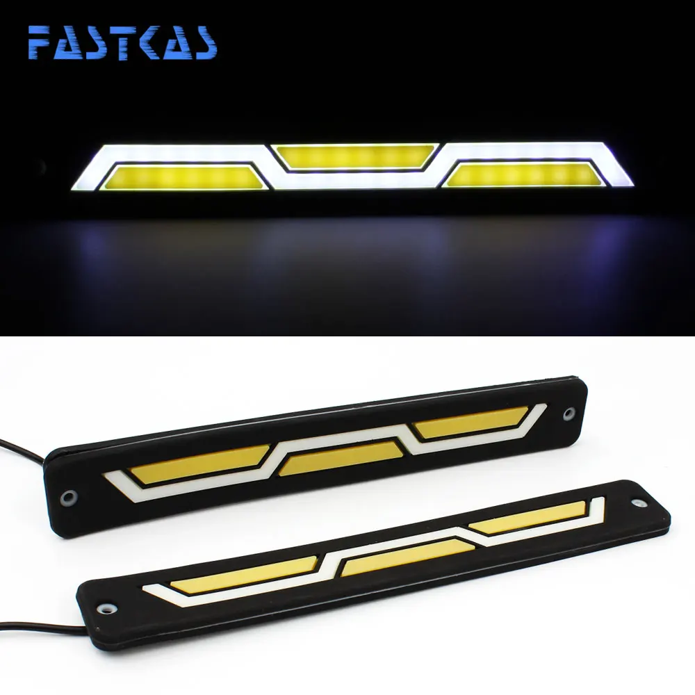 

LED DRL Daytime Running Light 100% Waterproof White Yellow Color Day Light Fog Light Turning Signal Flexible Car Running Light