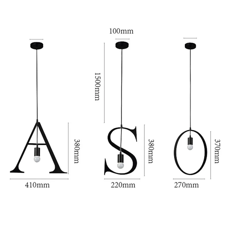  26 letters DIY iron Pendant lighting (5)