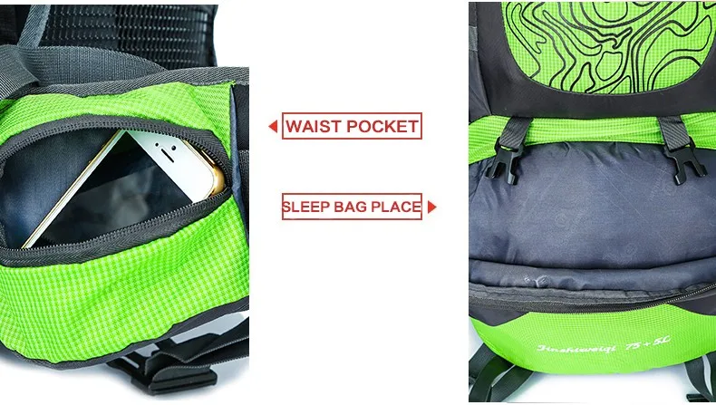 80L Outdoor Backpack Unisex Large Professional Mountaineering Backpack Waterproof Nylon Bags Climbing Hiking Camping Rucksack