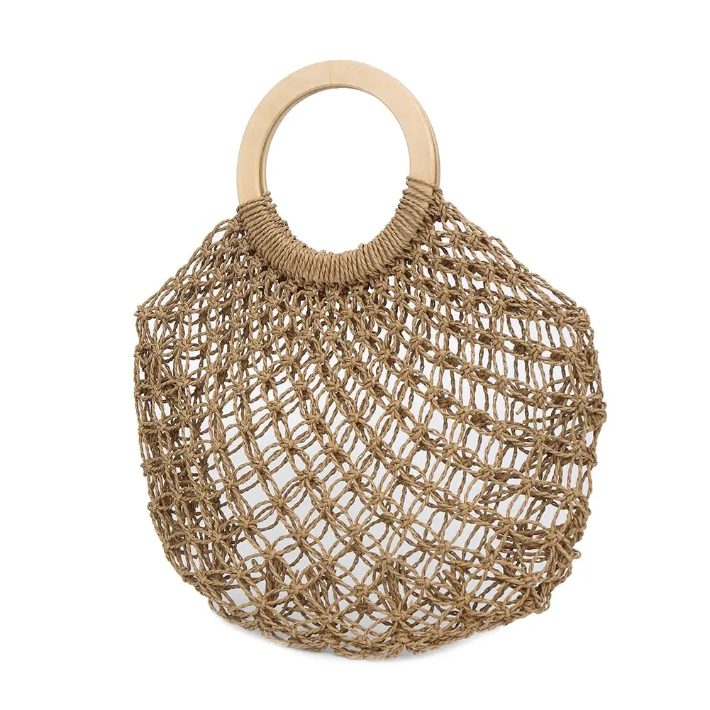 

2019 New Fashion Women Handbag Handmade Straw Woven Round Handle Ring Tote Large Capacity Summer Beach Bag WML99