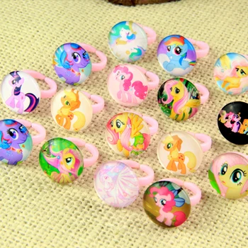 

2017 Free Shipping 50pcs Cute Mix Resin Cartoon Girls Cartoon little Ma Baoli Children Rings Wholesale Jewelry Lots