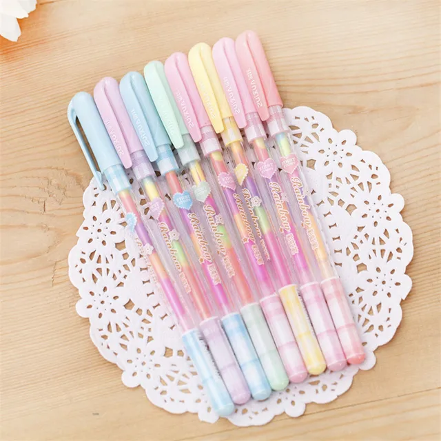 8Pcs/Lot Korean Candy Color Rainbow Pastel Gel Pen Stationery Store