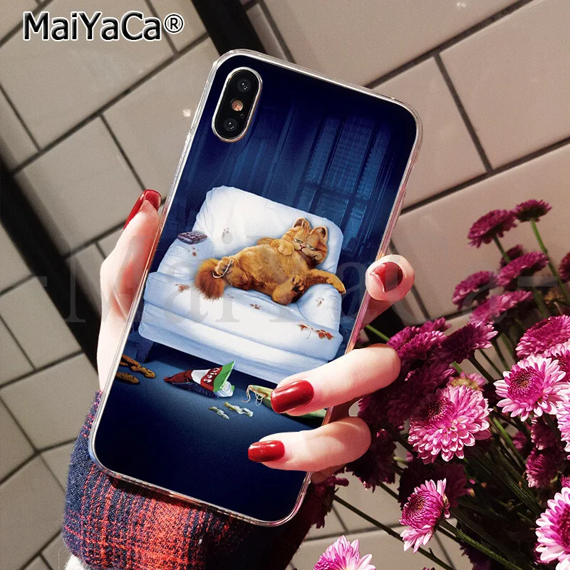 Мягкий силиконовый чехол для телефона из ТПУ MaiYaCa Garfield cat для Apple iPhone 8 7 6 6S Plus X XS MAX 5 5S SE XR