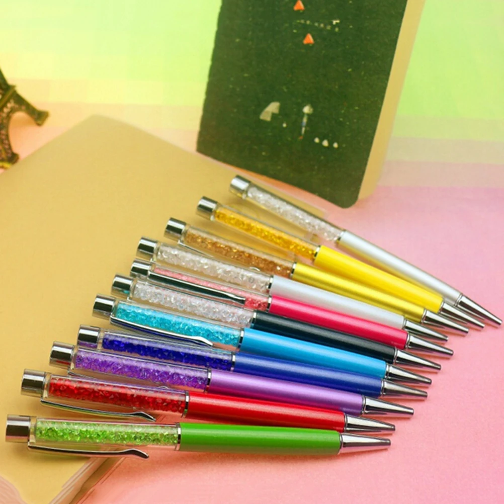 

Ballpoint Pen with Top bling Diamond Crystal Metal brand Ball Point Pens Lovers Logo Signature Stationery Office School Supplies