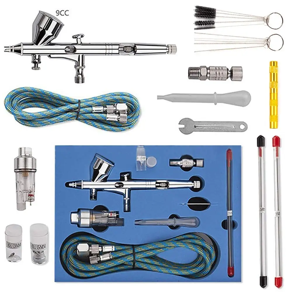 

0.2/0.3/0.5mm 3 Airbrush Nozzle Dual Action Airbrush Air Kit With 3Pcs Cheaning Spray Gun Set For Nail Paint Art Air Brush