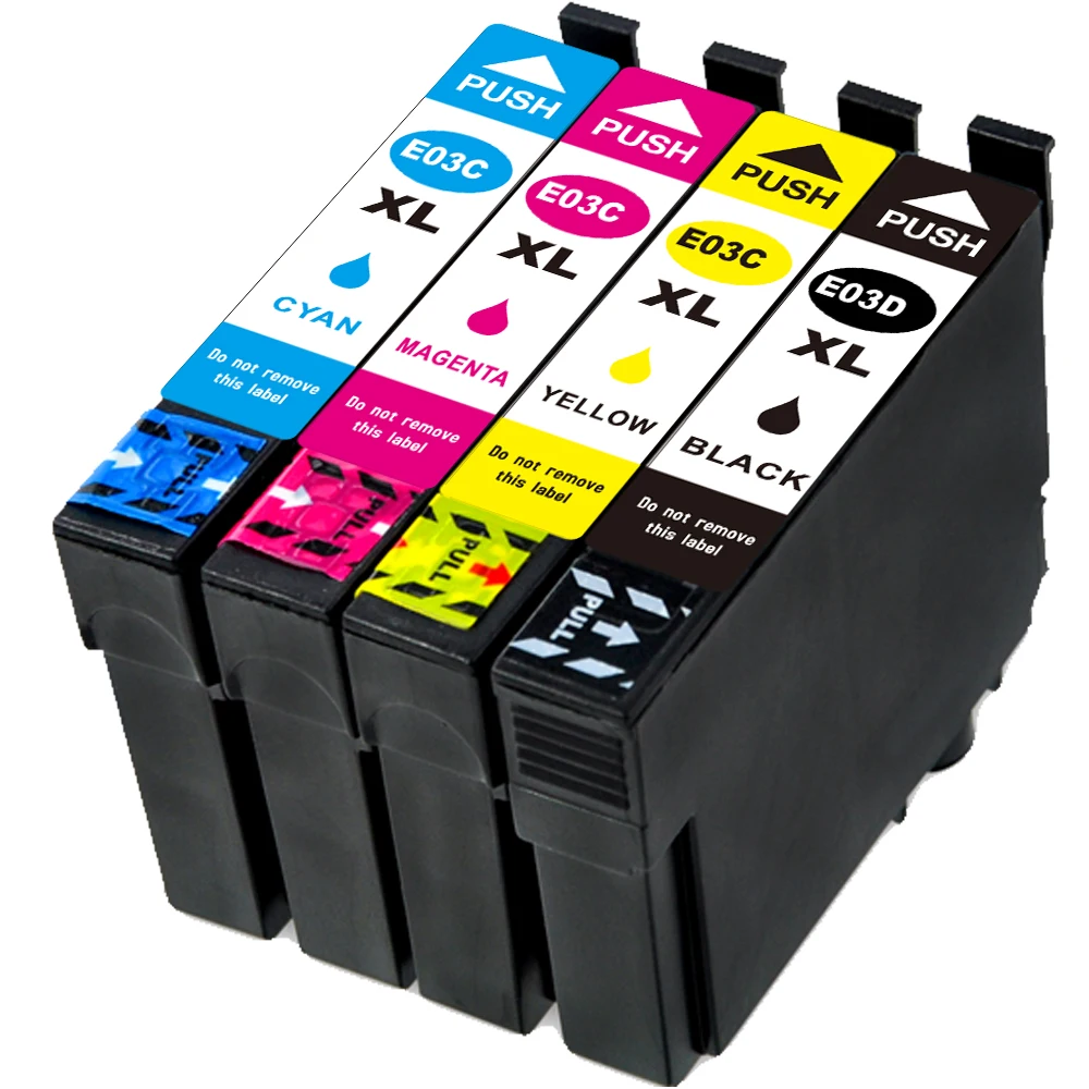 Совместимый чернильный картридж замена для EPSON T03D T03C Совместимость с WorkForce WF-2861 принтеров(1B+ 1C+ 1 M+ 1Y) 4 упаковки