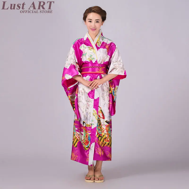 Japanese kimono traditional dress cosplay female yukata women haori Japan geisha costume obi Japan clothing AA316 japanese kimono