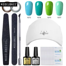 Modelones 12 шт./лот 36 Вт УФ-лампа аппарат для лечения ногтей набор инструментов 4 цвета Полупостоянный светодиодный Гель-лак длительного действия основа верхнее покрытие