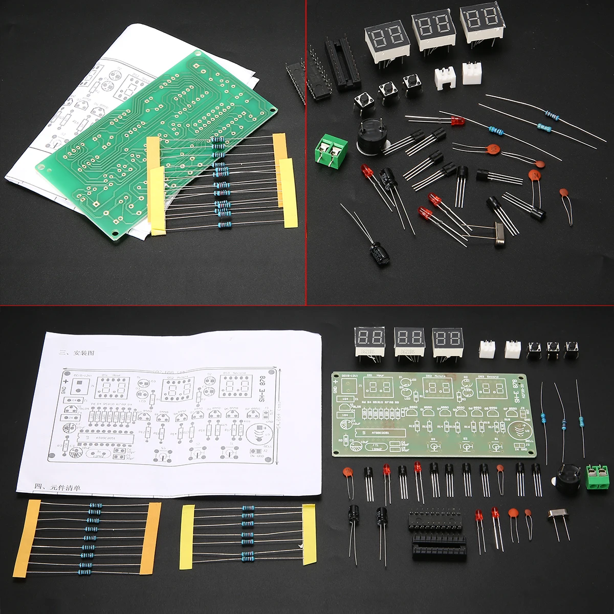 AT89C2051 5-12V электроники часы, набор для самостоятельной сборки 6 цифр светодиодный цифровые электронные часы Счетчик DIY Kit Будильник Таймер Счетчик 10 см* 5,2 см