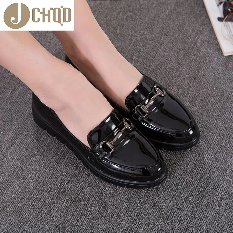 

JCHQD Spring Autumn Women Patent Leather Shoes Retro Tassel Slip on Shoes Woman Classic Women's Casual Shoes European size36-41