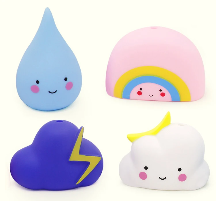 Bables Wall 4 шт. милые облачные сжимаемые дождевые ванны игрушки Ванная комната Душ пляж играть вода Мультфильм Классический Детский обучающий игрушки - Цвет: Белый