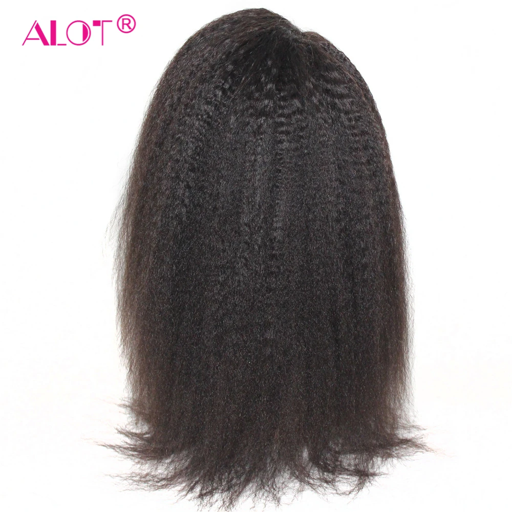 Kinky Straight Lace Front Wig Pre Plucked With Baby Hair 180% Lace Front Brazilian Human Hair Wigs For Black Women Remy Alot