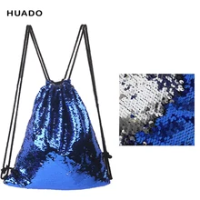 Шнурок сумки рюкзак двойной Цвет пайетки Женщина Леди Путешествия Шнурок Рюкзак