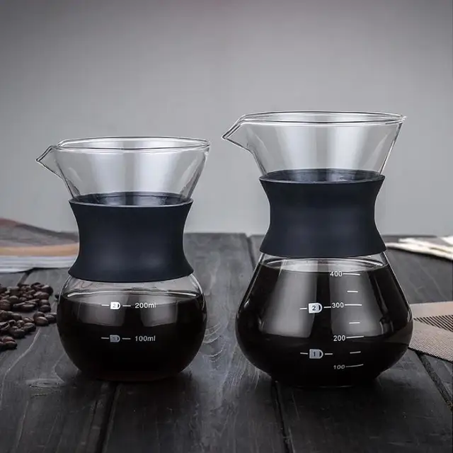 Best Price 400MlL / 200ML Manual Hand Drip Coffee  Pot with Stainless Steel Permanent Filter Cafe Gadget Tea Tools Coffee Cup