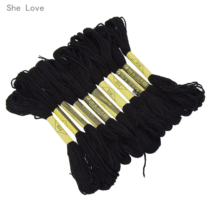 

She Love 12pcs Black Anchor Cross Stitch Cotton Crochet Embroidery Thread Floss Skein 8m