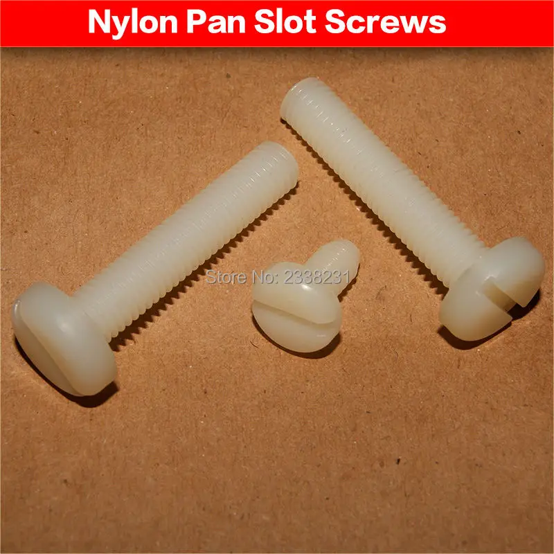 100pcs M4 Nylon Headless Slotted Set Screws Flat Point Plastic Set