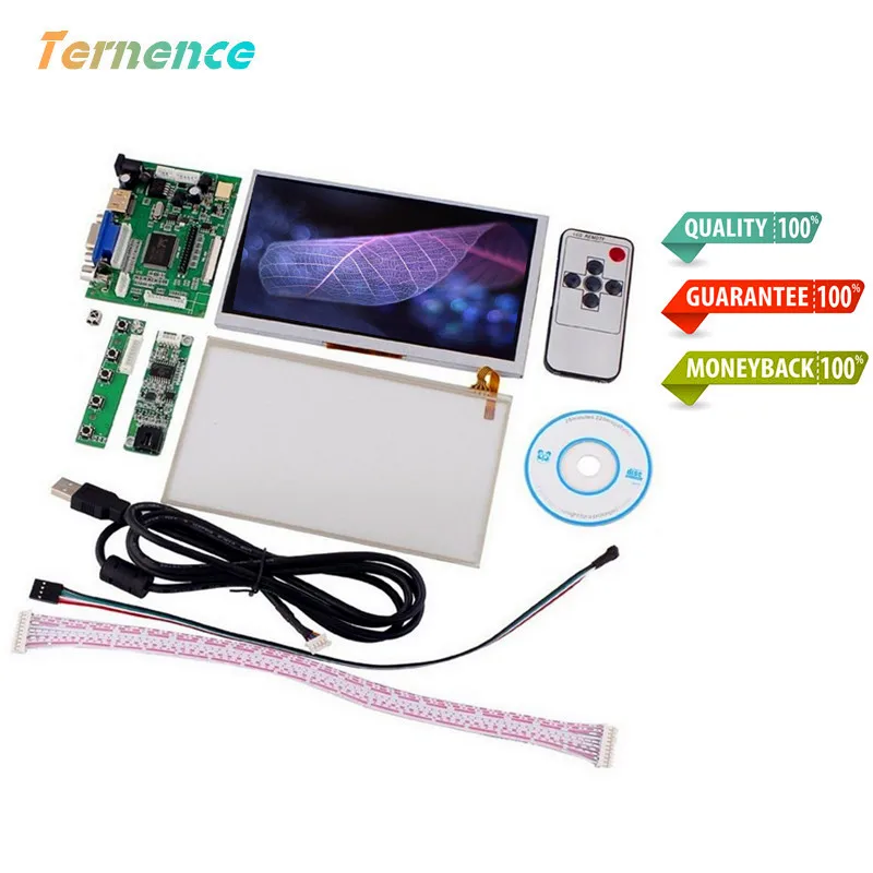 

Skylarpu HDMI/VGA+Control Driver Board+ 7'' inch AT070TN90 800x480 LCD Display+Touch Screen For Raspberry Pi Free shipping