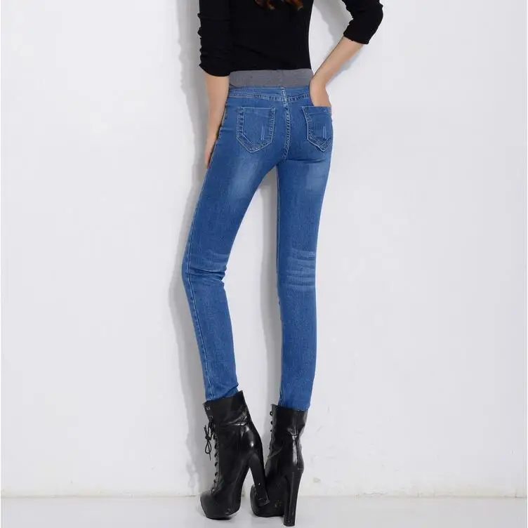 De Mujeres Elástica Estiramiento Más Nuevo Negro Terciopelo Las Otoño Cintura azul Del Slim Pantalones Y Invierno Espesamiento Lápiz Vaqueros Oqwxnnvt