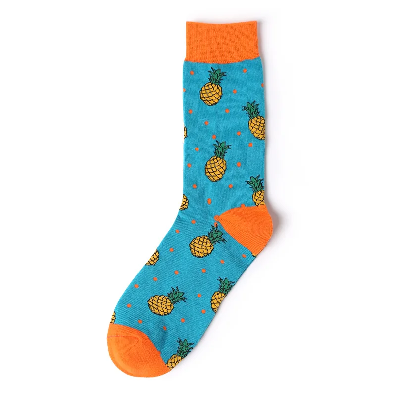 

New Arrival Unisex Happy Socks Art Abstraction Creative Pattern sock Fruit Pineapple Fashion Women Funny socks for Spring Winter