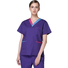 Больницы летом с коротким рукавом врач хирургического v-образным вырезом медицинских униформа для сотрудниц спа-салонов форма медсестры-санитарки форма медсестры женские костюмы;
