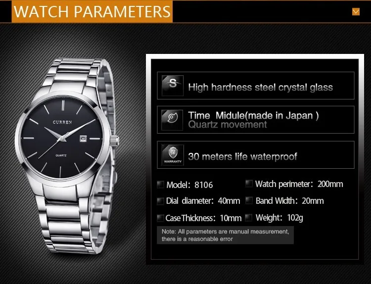 Топ люксовый бренд CURREN Мужские полностью из нержавеющей стали деловые часы Мужские кварцевые часы с датой мужские наручные часы relogio masculino