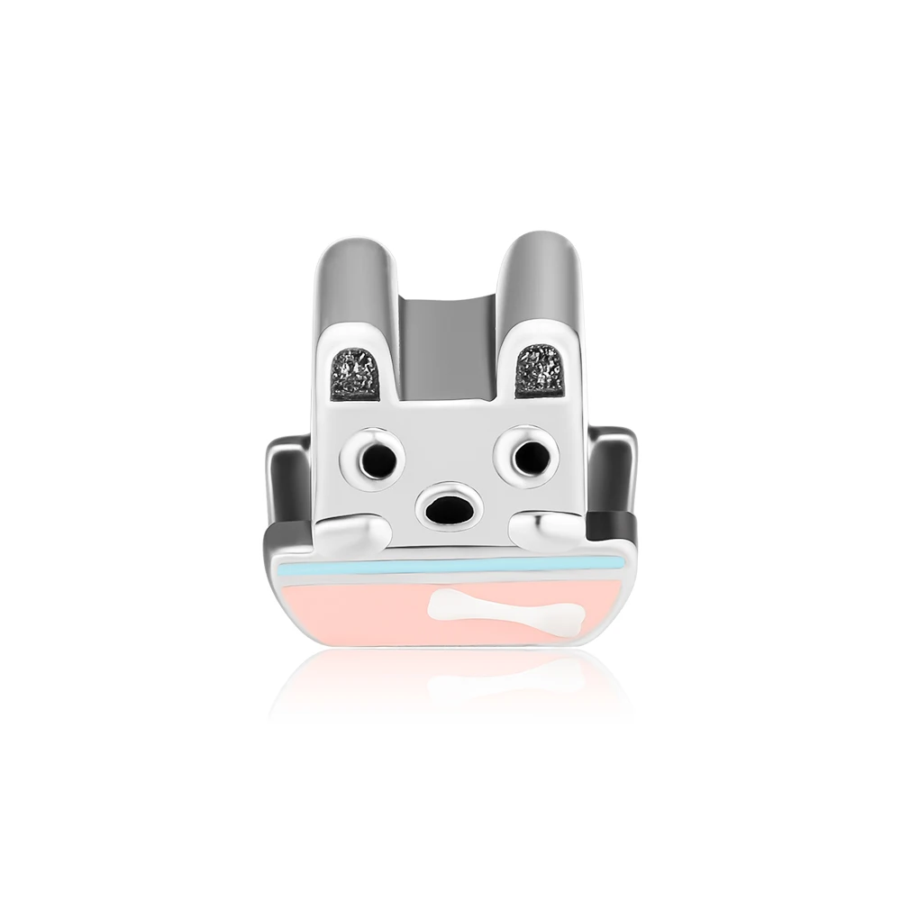 

CKK Lovely 925 Sterling Silver Cat Bowl Pink Enamel Bead Charms Fit Original Pandora Bracelet Beads for Jewelry Making Berloque