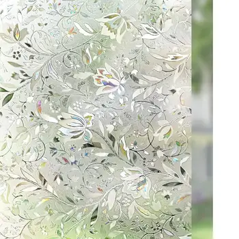 

80cm by 300cm Tulip static frosted glass window film decorative window sticker Art 3D PVC privacy opaque self adhesive film